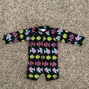 Hanna Andersson Black Fish Print Kids Rashguard